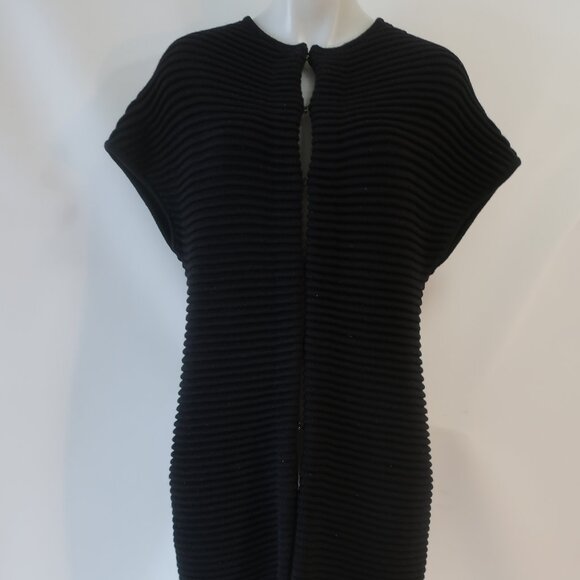 Womens Carolina Herrera Black Pure Wool Thick Knit Ribbed Designer Cardigan S - Picture 4 of 16